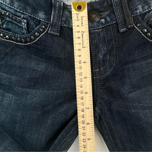 Guess Daredevil Wms Skinny Leg Jean Studded Pkts Front Back Unique Applique Sz28 - Picture 11 of 14